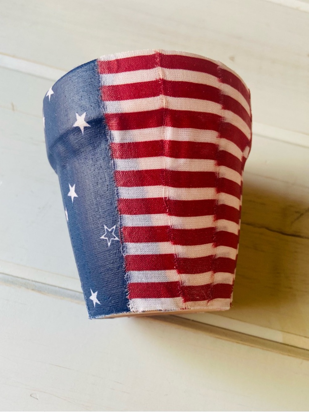 Patriotic 4-Inch Fabric-Covered Clay Pot